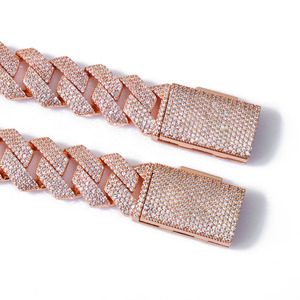 Nuoya Sang Trọng Miami Cuba Liên Kết Chuỗi Vòng Cổ 15Mm 4 Hàng Chiều Rộng Iced out Với CZ Đá Prong Set Rose Mạ Vàng Hip Hop Đồ Trang Sức - Product Image 4