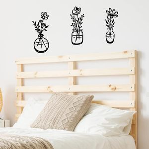 3-piece set of black metal <b>flower</b> <b>wall</b> hangings, <b>wall</b> art metal sculptures, suitable for hanging in bedrooms and living rooms. - Product Image 2