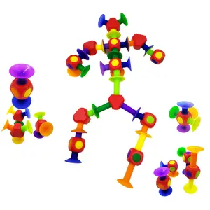 DIY 어린이 선물 실리콘 빌딩 블록 조립 빨판 흡입 컵 장난감 건설 건물 집 교육용 어린이 장난감