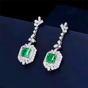 SGARIT Perhiasan Grosir Anting Zamrud Brasil Alami Pesta Asal 18K Emas Putih 1,52ct Anting Zamrud Alami untuk Wanita