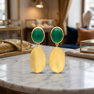 ต่างหูหยดน้ำออนิกซ์แบบชุบทอง 14K สำหรับทุกเพศ - Product Image 3