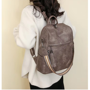 Bellmont Women's Retro Style Multi-Functional PU Travel <b>Backpack</b> New Designer Custom Zipper Double Shoulder Bag Two Fashionable - Product Image 6