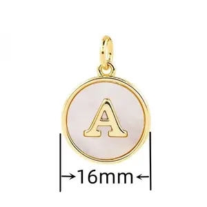 Fashion 26 Initials Letter Shell Pendant Accessories 18K Gold Plated Brass Alphabet Custom Name For Women Jewelry DIY Necklace