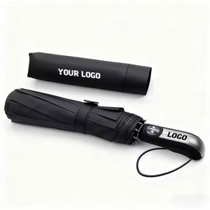 Factory Wholesale 10k Fully Automatic <b>Umbrella</b> UV Proof Black Coating <b>Large</b> Windproof 3 Folding <b>Umbrellas</b> - Product Image 1