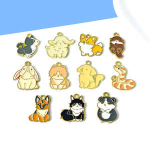 Pendentifs en émail de chat et de <span class=keywords><strong>chien</strong></span> de dessin animé, breloques en métal, fabrication de bijoux faits à la main, accessoires de fabrication de colliers et de boucles d'oreilles mignons pour animaux - Product Image 1