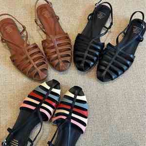 Sandalias Romanas de Cuero de Oveja Suave con Tejido Calado y Tacón Grueso para Mujer, Calzado Casual para Vestir, Combinable con Atuendos Diarios y para la Playa - Product Image 3