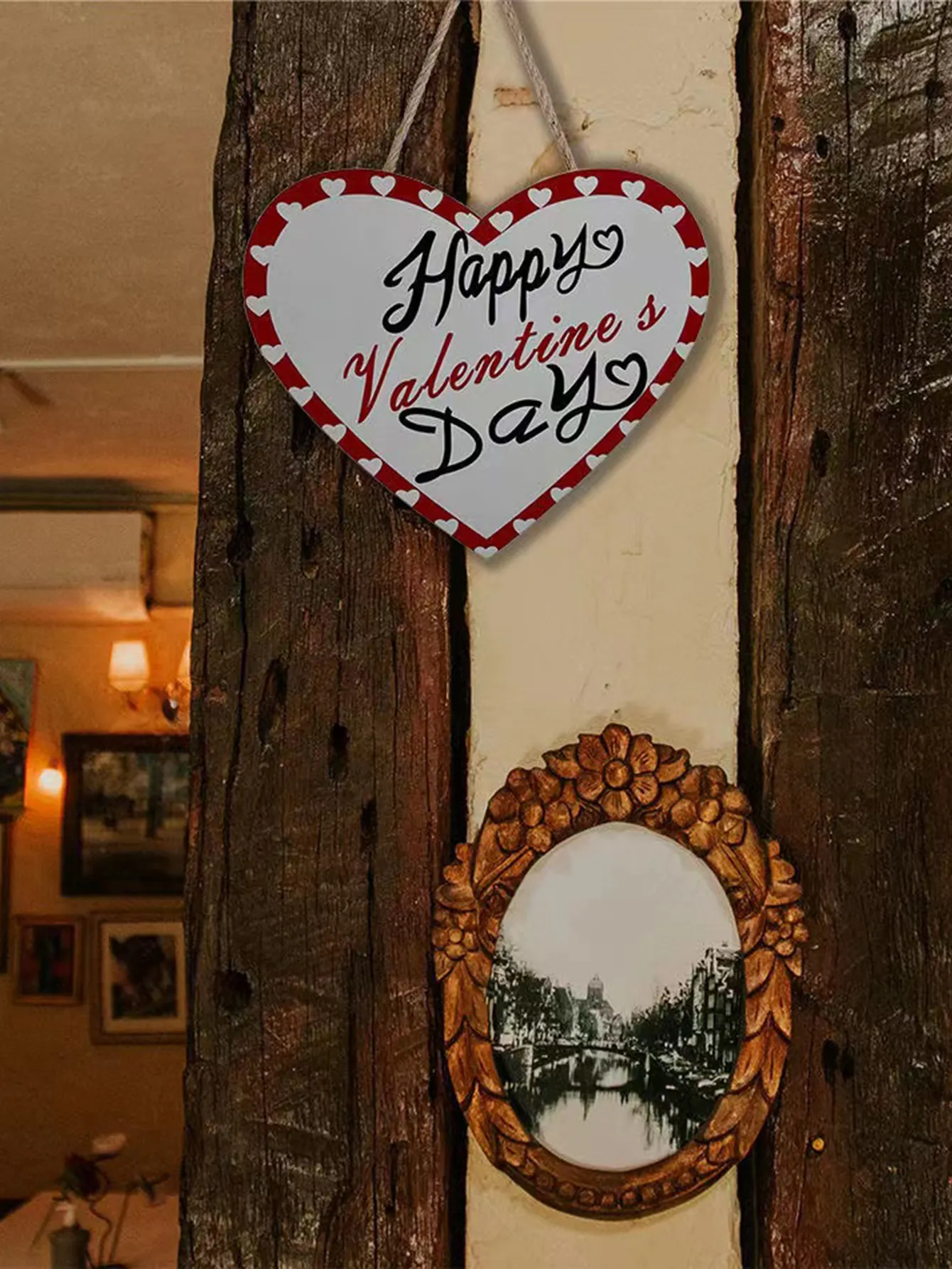 バレンタインデー木製ハンギングサインドアサイン装飾ハンギングデコレーションウォールプラークオーナメント提案、ホーム、ハート