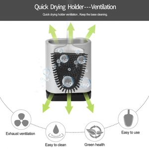 Support de séchage pour brosse WC en TPR avec poils flexibles pour salle de bain – Nettoyant WC en silicone – Brosse WC en silicone - Product Image 3