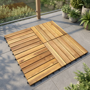 Acacia Decking 300x300mm Easy Install Waterproof No Tools Interlocking Deck <b>Tiles</b> Modern Design 5-Year Warranty for Balcony - Product Image 2