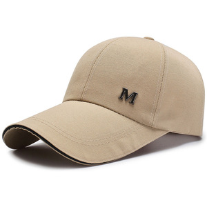 Low Profile Baseball Cap Lange Krempe Buchstabe m Golf Dad Hut Verstellbare Männer Frauen Leinwand Hüte - Product Image 4