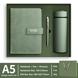 Custom Logo Promotional 3 in <b>1</b> Corporate <b>Gift</b> Set with A5 PU Leather Notebook Pen & Thermos <b>for</b> Business Office Use - Product Image 1