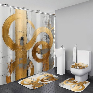 Cortina de Ducha de Poliéster con Estampado de Mármol Rosa Dorado, Cortina de Baño con Impresión Digital, Impermeable, Personalizada, Moderna, al por Mayor - Product Image 1