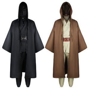 Costume de cosplay Jedi pour femmes Star Wars, robe à capuche marron et noire avec ceinture pour Halloween, jeu de rôle anime - Product Image 1