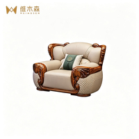 Neues chinesisch-inspiriertes rechteckiges Massivholz-Sofa-Set aus Ebenholz mit hochwertigem Echtleder für vier Personen – Luxusausführung
