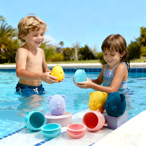 Jouets de bain en silicone, ensemble de 4 pièces pour enfants de 3 à 6 ans, jeux aquatiques éducatifs, amusants pour la piscine, unisexes - Product Image 1
