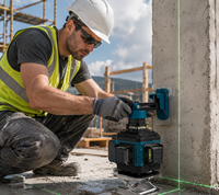 Niveau laser industriel 4D vert 16 lignes, auto-nivelant, rotatif à 360°, rechargeable, pour la construction, le bâtiment, l'intérieur, OEM