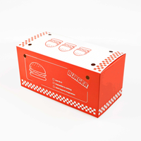 Emballage alimentaire à emporter en papier kraft écologique avec un design gaufré rouge, boîte pour hamburger et frites