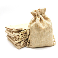 Sac d'emballage de parfum de maquillage avec cordon de jute imprimé de logo personnalisé faisceaux de toile de jute personnalisés pochette de jute pour bonbons