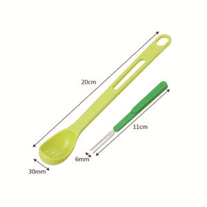 Cuillère à nourriture en conserve cuisine créative 2-en-1 cuillère à long manche qui fuit ensemble de fourchettes à fruits - Product Image 4