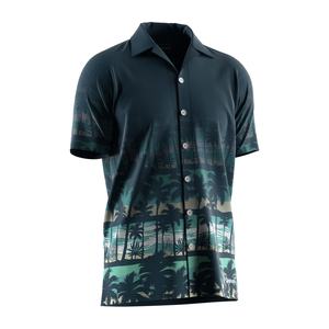 Chemise pour homme à manches courtes, style hawaïen, en tissu floral sublimé, pour la plage et l'été, Odm Sublimation Button Floral Seaside Wear - Product Image 3
