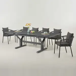 11PC sedia e tavolo da pranzo all'aperto Set tavolo allungabile in alluminio tavolo top casa soggiorno sala da pranzo mobili