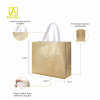 Sac de transport réutilisable LILALILA en tissu non tissé or et argent, réfléchissant, en PP, avec poignées ouvertes