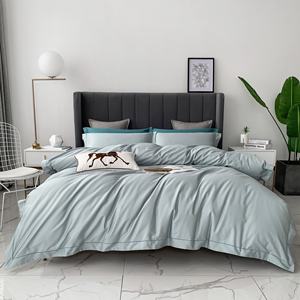 100% ägyptischer gestrickter Satin Langs tapel Baumwolle Einfarbig Vierteiliges Bettwäsche set 100S 500TC - Product Image 6