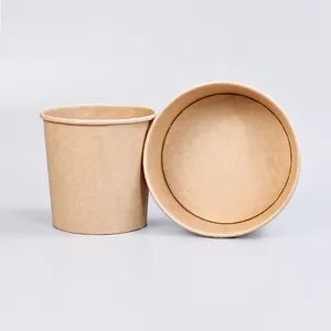 Recyclable Custom High Quality Disposable Kraft Paper Bowl Thick Lunch Salad Fruit Takeaway Black Rice Paper Water Bowl