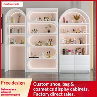 Vitrine Peinte Personnalisable pour Cosmétiques, Chaussures, Sacs, Figurines - Finition Blanc/Rose pour Magasin de Beauté et Entreprise