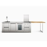 Armoires de cuisine en acier inoxydable couleur originale, armoires de cuisine intelligentes pour la cuisson et la restauration en extérieur