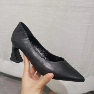 Chaussures à talons hauts en cuir de qualité pour femmes, talons fins, <span class=keywords><strong>escarpins</strong></span> en cuir pour femmes, bout pointu, chaussures noires et beiges pour femmes, <span class=keywords><strong>escarpins</strong></span> - Product Image 2