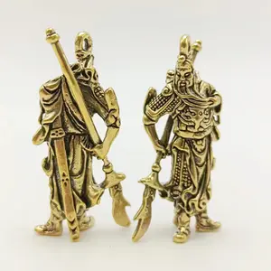 Chinese God of Wealth Feng Shui Figurines Guan Gong Small Brass Ornaments Home Decoration Accessories Pendants
