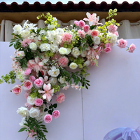 Décoration de toile de fond en roses artificielles en soie rose et blanches pour mariage, événement, fête, faite à la main, durable, accessoires de photographie en extérieur, location