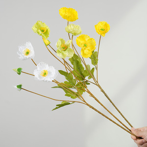 Bouquet de fleurs artificielles de pavot Greenway en PVC, plante entière à 4 branches, arrangement floral décoratif pour la maison et la photographie - Product Image 4