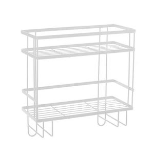Support de rangement en métal sur les toilettes pour salle de bain sans perceuse Étagère de type debout pour l'écart de siège de toilette pour les outils de nettoyage de vaisselle - Product Image 1
