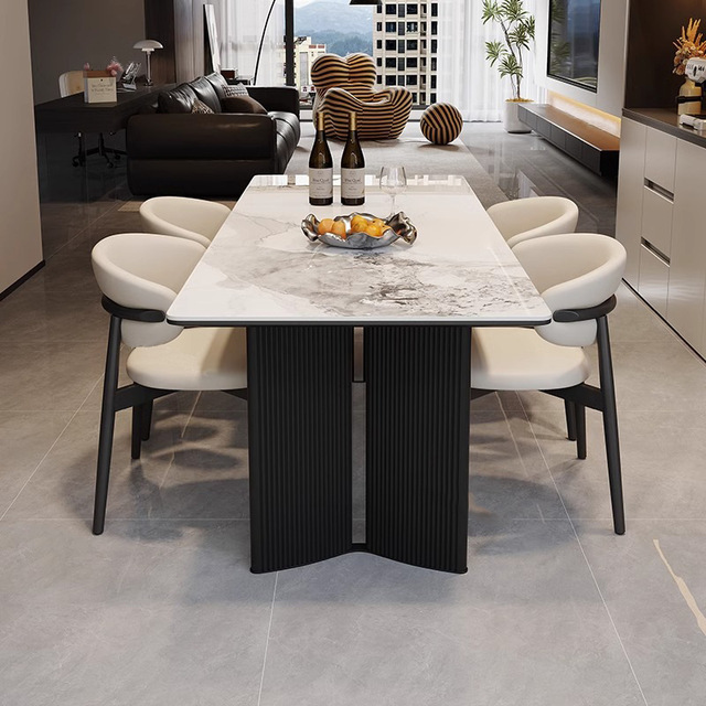 Light Luxury Dining Table Chair Set-Small Apartment Modern Minimalist Rectangular