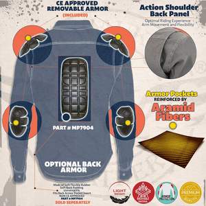 2025 cuir MPM1620 chemise de motard en flanelle noire pour hommes armure approuvée CE fibres d'aramide renforcées taille X-Large pour tous - Product Image 4