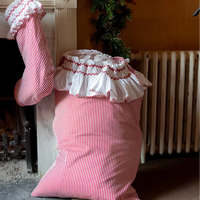 Sacs de Noël en dentelle à rayures roses, décorations de fête à domicile, ornements de Noël, sacs de Noël pour enfants
