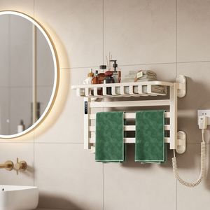 Sèche-serviettes électrique mural pratique en aluminium IPX4, étanche pour salle de bain, 4 barres, directement du fabricant - Product Image 1