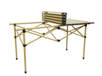 Table de camping pliante moderne en aluminium, portable, pour extérieur, noir et jaune, usage entrepôt, vente en gros