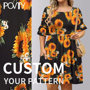 Vestito Casual con stampa floreale a manica corta con spacco morbido morbido elegante abito 3D - Product Image 3