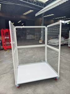 <span class=keywords><strong>Chariot</strong></span> de transport pliant en acier pour entrepôt, conteneur à roulettes, cage de stockage et de transport, équipement de manutention - Product Image 1