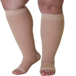 Top Qualität Erwachsene offener Zeh extra große Größe medizinisch 2 Graden Kompression Knie hohe Socken Jungssocken hergestellt in China