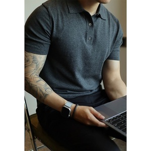 Light Mature Style Summer Thin Men's Slim Fit Casual Solid For Shirt American Retro Fashion Simple PoloShirt Short Sleeve Trendy