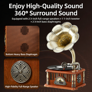 Tocadiscos Clásico Retro con Función de Altavoz BT, Reproductor de Vinilos Vintage, Decoración para el Hogar, Regalo para Sala de Estar o Estudio - Product Image 4