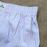 Shorts Boxers Femme en Coton Rayé Bicolore Pastel, Design Tendance avec Logo Personnalisé, Taille Élastique Respirante, Idéal pour le Sommeil et les Tenues Décontractées