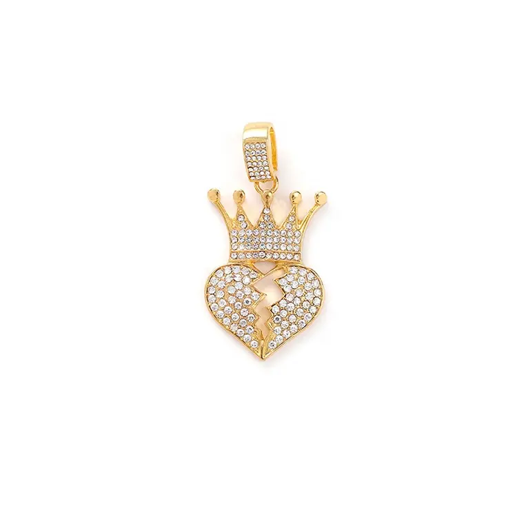 Vintage Custom Metal Pendant Crown Heart Charm Jewelry Accessory for Women Necklace