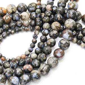 Perles rondes en pierre précieuse naturelle de haute qualité, bleu pailleté, modèle 0062, <span class=keywords><strong>Glaucophane</strong></span>, pour la fabrication de bijoux et de bracelets - Product Image 3
