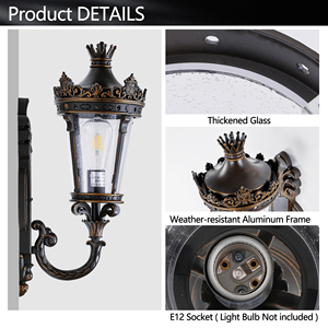 Lampe murale vintage d'extérieur, étanche, 21,3 pouces, E26, pour <span class=keywords><strong>porte</strong></span> d'entrée, porche, garage, livraison gratuite depuis les États-Unis - Product Image 4