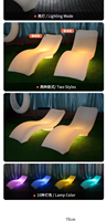 Chaise longue de jardin d'extérieur en plastique avec lumière LED 16 couleurs, résistante à l'eau, pour la plage et le soleil